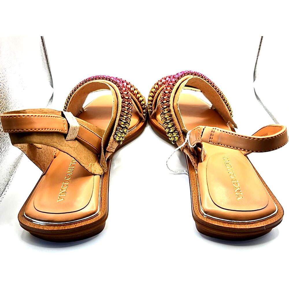 New Vince Camuto NEW Prizza Embellished Rhinestone Leather Sandals Rose Prizm - Picture 6 of 7